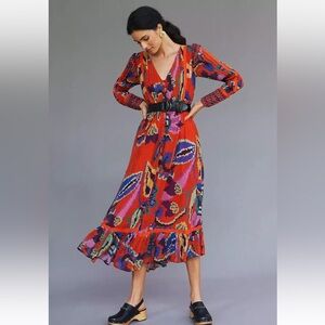 Anthropologie size XS tropical midi dress